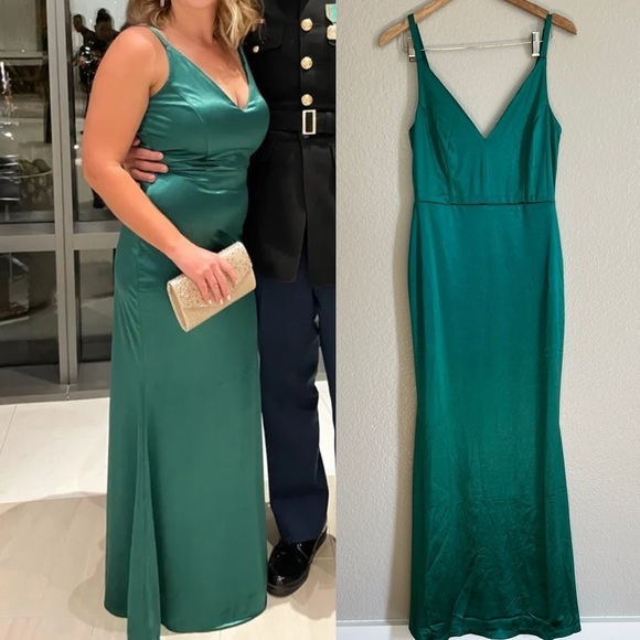 Lulus Dresses & Skirts - Lulus Melora Emerald Green Satin Sleeveless Maxi Dress Large